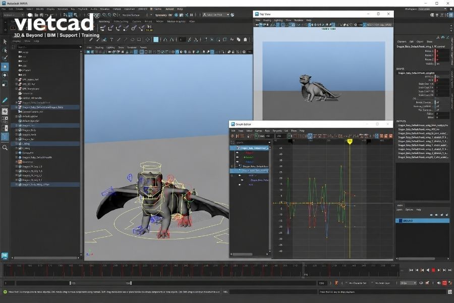Autodesk Maya hỗ trợ quản l&yacute; character, animation v&agrave; dữ liệu chuyển động trong production pipeline