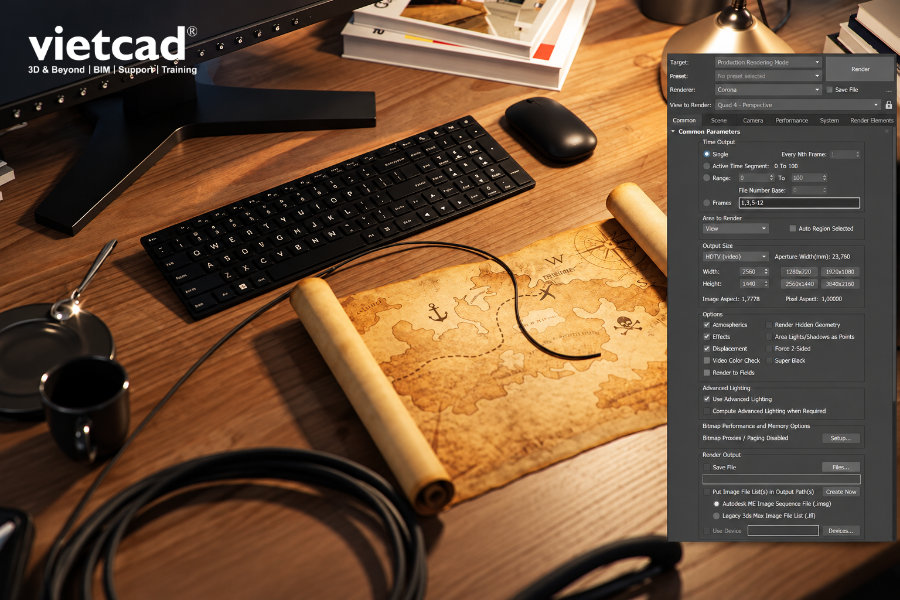 K&iacute;ch hoạt t&iacute;nh năng AI Upscaling trong Render Settings của Corona 15 gi&uacute;p r&uacute;t ngắn thời gian t&iacute;nh to&aacute;n preview v&agrave; pre-computation của GI tr&ecirc;n c&aacute;c d&ograve;ng card đồ họa NVIDIA