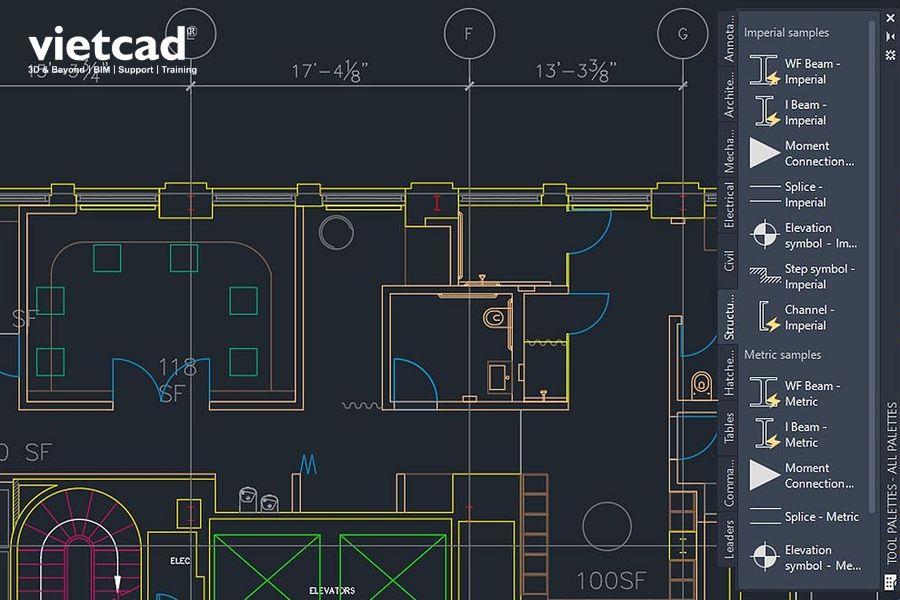 Tool Palettes trong AutoCAD LT cung cấp thư viện c&aacute;c c&ocirc;ng cụ v&agrave; đối tượng dựng sẵn để sử dụng nhanh trong qu&aacute; tr&igrave;nh thiết kế bản vẽ 2D