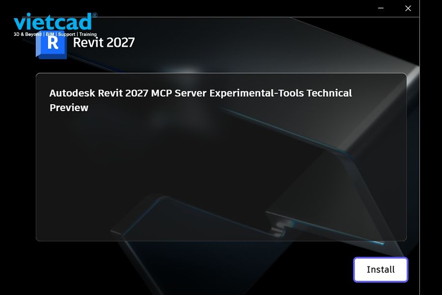 Nhấn Install ở cửa sổ tr&igrave;nh c&agrave;i đặt Revit MCP