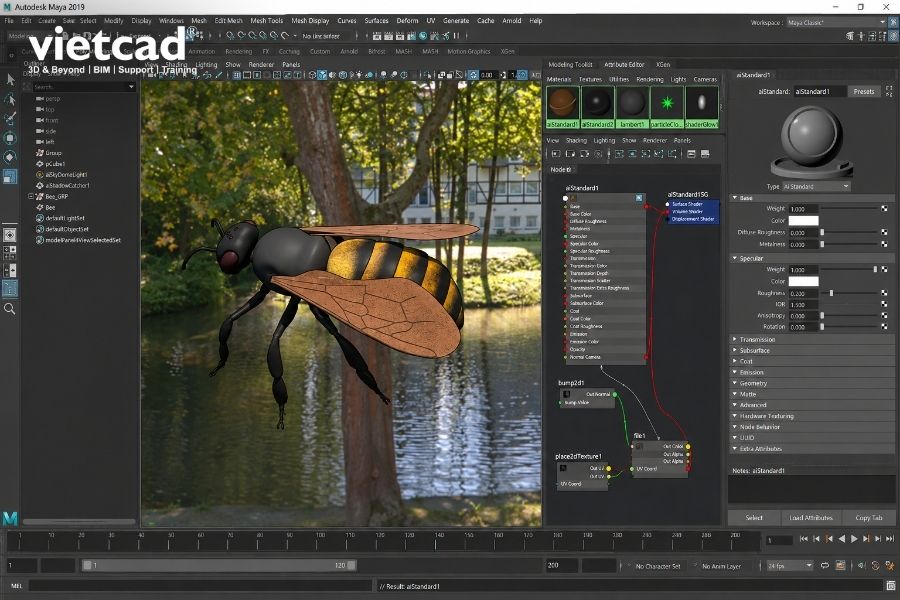 Autodesk Maya hỗ trợ modeling 3D, tạo v&agrave; ho&agrave;n thiện c&aacute;c m&ocirc; h&igrave;nh character, prop v&agrave; environment