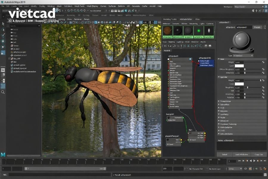 Autodesk Maya hỗ trợ modeling 3D, tạo v&agrave; ho&agrave;n thiện c&aacute;c m&ocirc; h&igrave;nh character, prop v&agrave; environment