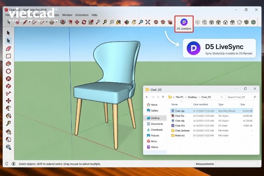 Sử dụng D5 LiveSync trong quy tr&igrave;nh chuyển model sang SketchUp