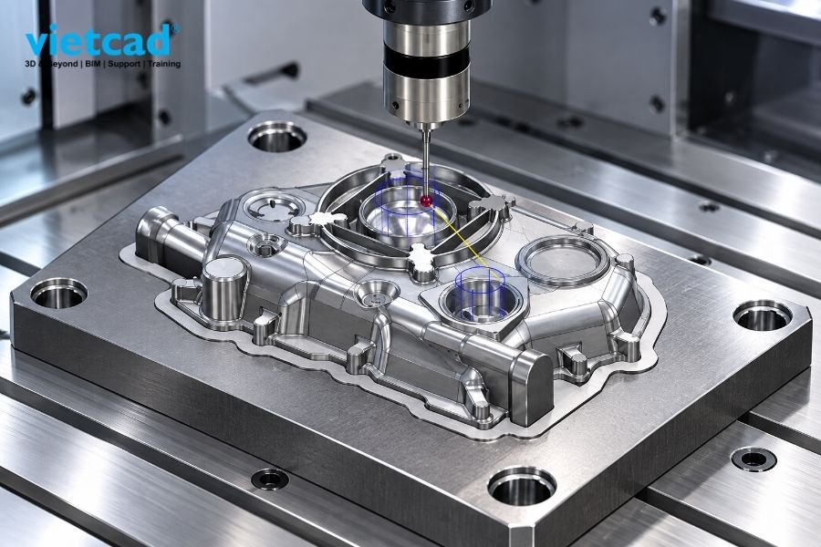 Probe kiểm tra c&aacute;c đặc trưng của chi tiết ngay tr&ecirc;n m&aacute;y CNC trong qu&aacute; tr&igrave;nh gia c&ocirc;ng