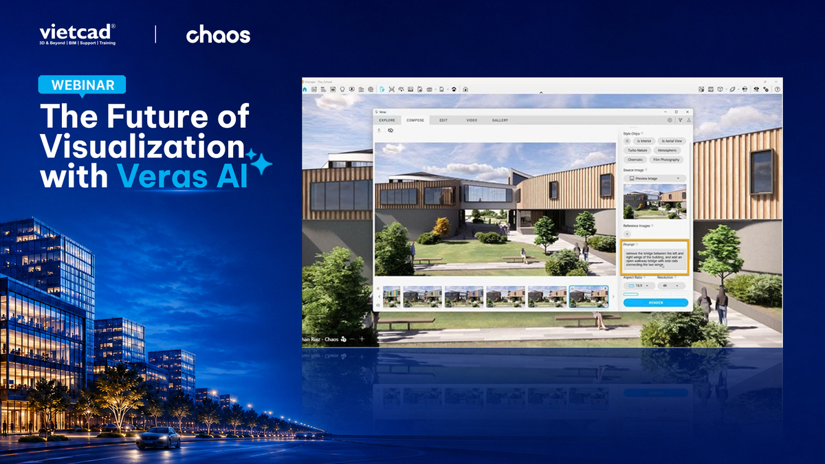 Demo Veras AI 4.0 tạo visualization từ m&ocirc; h&igrave;nh kiến tr&uacute;c