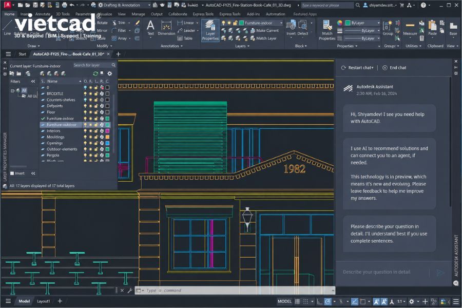 Autodesk Assistant t&iacute;ch hợp AI hỗ trợ người d&ugrave;ng bằng ng&ocirc;n ngữ tự nhi&ecirc;n tr&ecirc;n AutoCAD