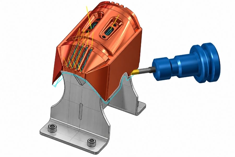 M&ocirc; phỏng hướng tiếp cận dao tr&ecirc;n chi tiết CNC c&oacute; nhiều v&ugrave;ng gia c&ocirc;ng