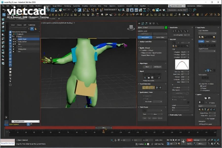 Sử dụng Biped v&agrave; Motion Paths để tạo chuyển động nh&acirc;n vật trong Autodesk 3ds Max, thể hiện khả năng animation chuy&ecirc;n nghiệp.