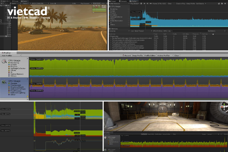 Unity GPU Profiler ph&acirc;n t&iacute;ch hiệu năng GPU khi render v&agrave; hiển thị project 3D