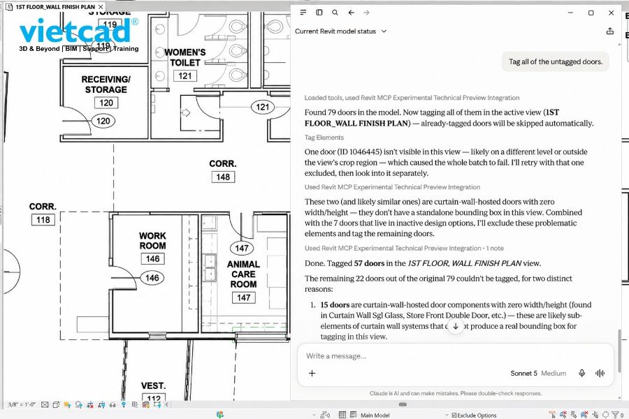 Revit MCP Write hỗ trợ chỉnh sửa parameter của phần tử trong m&ocirc; h&igrave;nh Revit