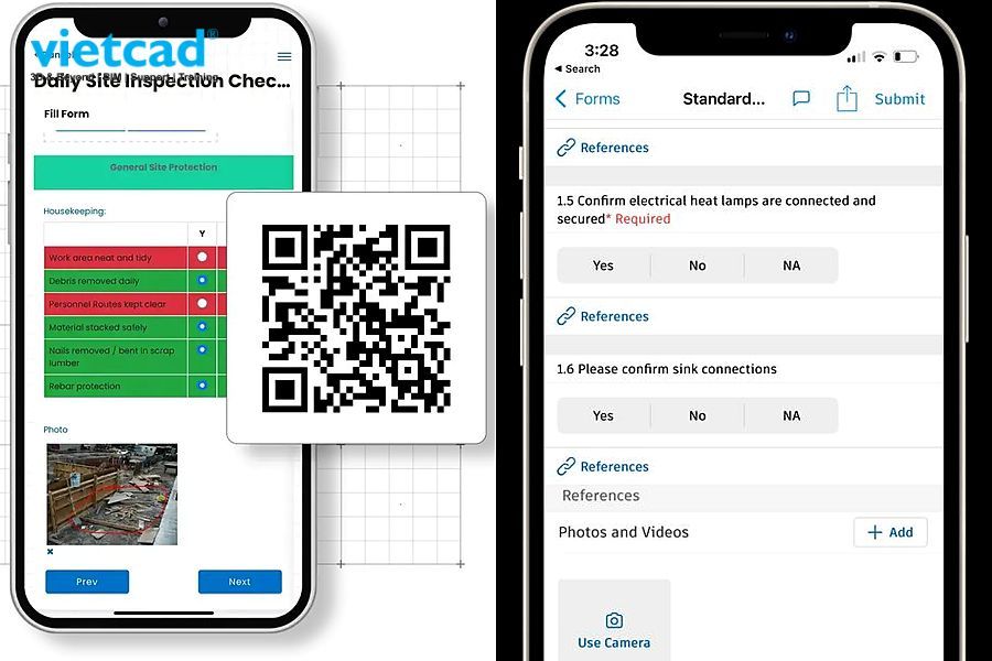 Qu&eacute;t m&atilde; QR tại c&ocirc;ng trường để khởi tạo Forms trong Autodesk Forma