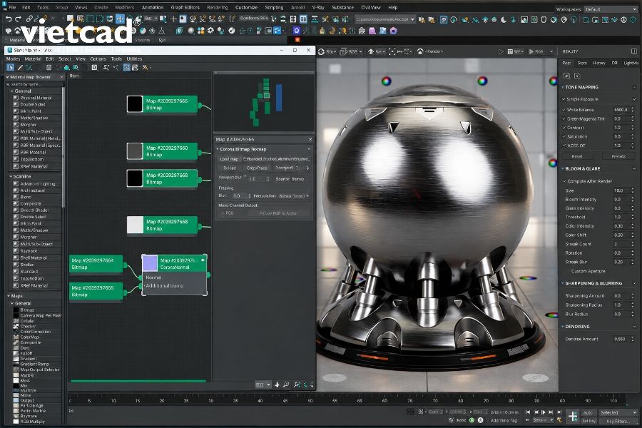 Vật liệu kim loại v&agrave; bề mặt phản xạ trong Corona Renderer