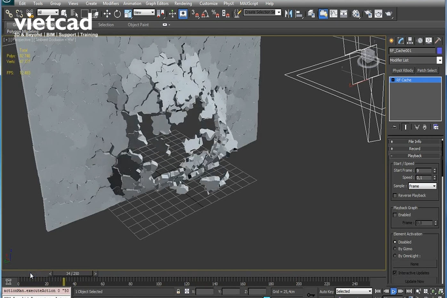 RayFire trong 3ds Max m&ocirc; phỏng ph&aacute; hủy, va chạm v&agrave; vỡ vật thể, ph&ugrave; hợp với c&aacute;c cảnh hiệu ứng VFX
