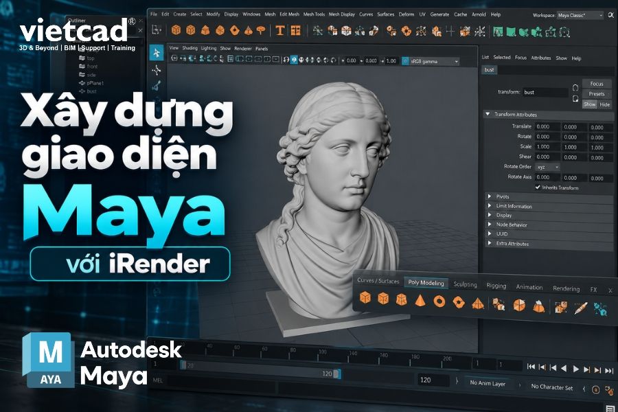Cách xây dựng giao diện Maya với iRender