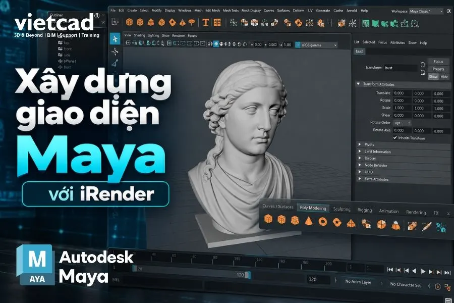 Cách xây dựng giao diện Maya với iRender