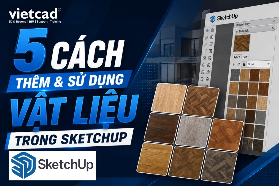 5 cách thêm và sử dụng vật liệu Sketchup