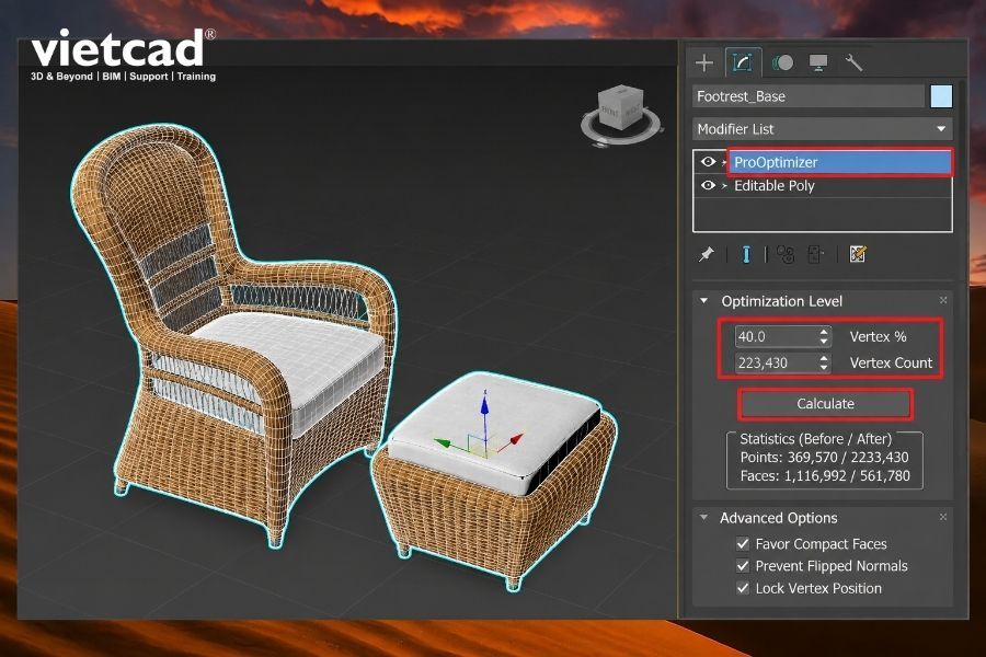 Giảm số lượng lưới của model bằng ProOptimizer trong 3ds Max