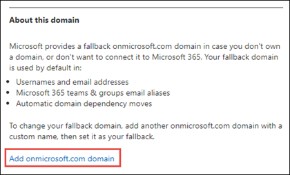 Add Onmicrosoft Domain Link