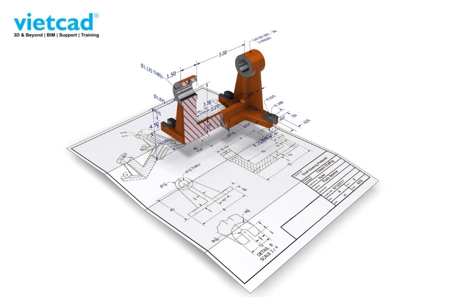 MBD gi&uacute;p giảm dần sự phụ thuộc v&agrave;o bản vẽ 2D bằng c&aacute;ch đưa to&agrave;n bộ th&ocirc;ng tin kỹ thuật l&ecirc;n m&ocirc; h&igrave;nh 3D.