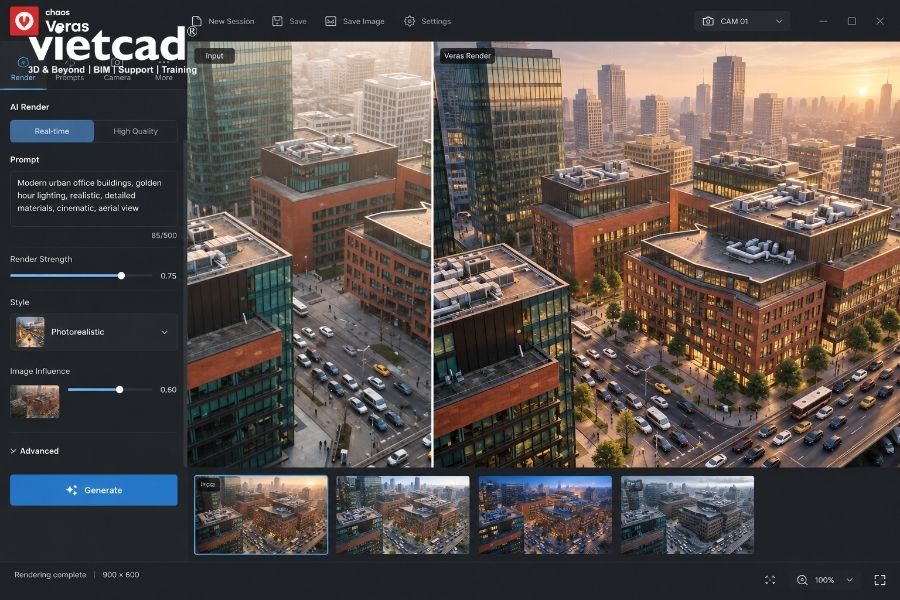Chaos Veras sử dụng AI để biến đổi v&agrave; ph&aacute;t triển c&aacute;c phương &aacute;n visualization từ thiết kế kiến tr&uacute;c