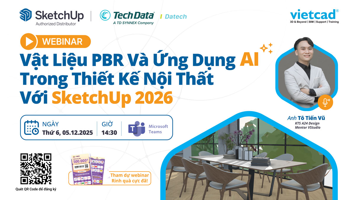 [Sự kiện Online] Vật liệu PBR và Ứng dụng AI trong Thiết kế Nội Thất với SketchUp 2026