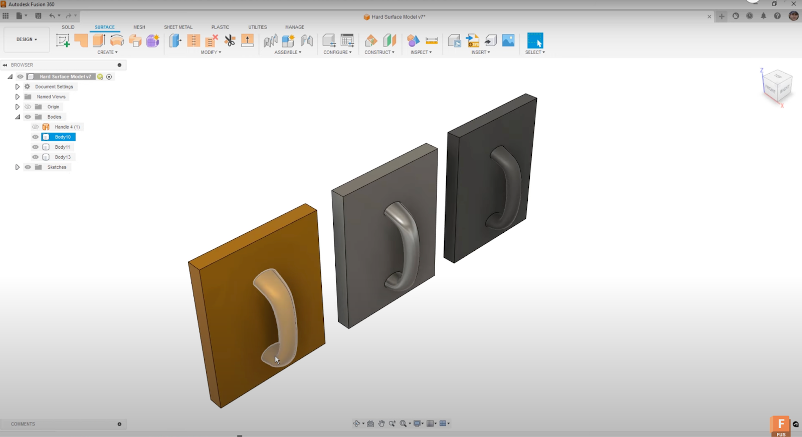 Creatinng hard surface model in fusion