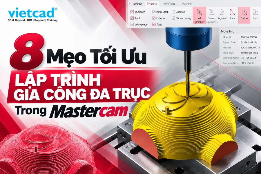8 mẹo tối ưu lập trình gia công đa trục trong Mastercam hiệu quả