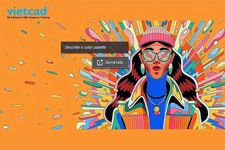 Illustrator với c&aacute;c c&ocirc;ng cụ AI tạo sinh như tạo vector, tạo m&agrave;u v&agrave; mở rộng artwork, gi&uacute;p designer thử nghiệm &yacute; tưởng nhanh hơn