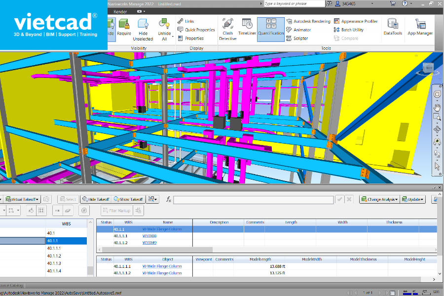 Quantification hỗ trợ b&oacute;c t&aacute;ch v&agrave; kiểm so&aacute;t khối lượng từ m&ocirc; h&igrave;nh 2D v&agrave; 3D