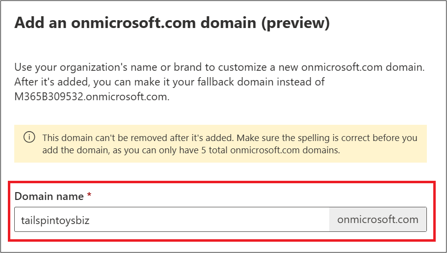 Add an Onmicrosoftcom Domain Page