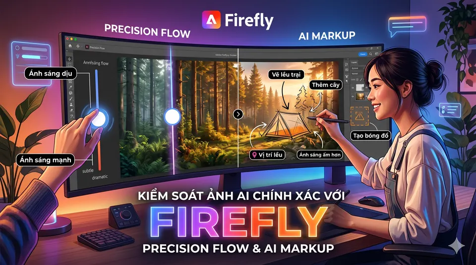 Adobe Firefly: Làm chủ Precision Flow và AI Markup mới