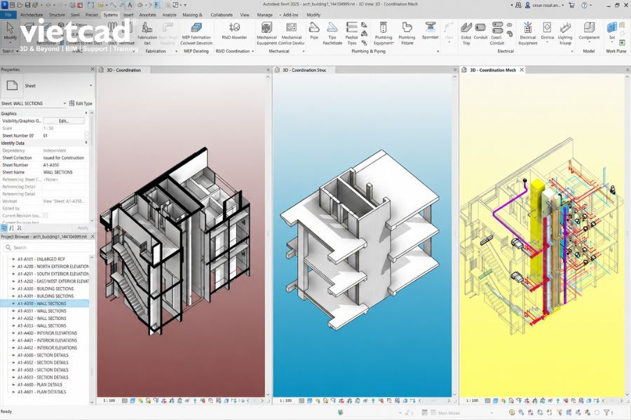Phối hợp Architecture, Structure v&agrave; MEP trong Autodesk Revit