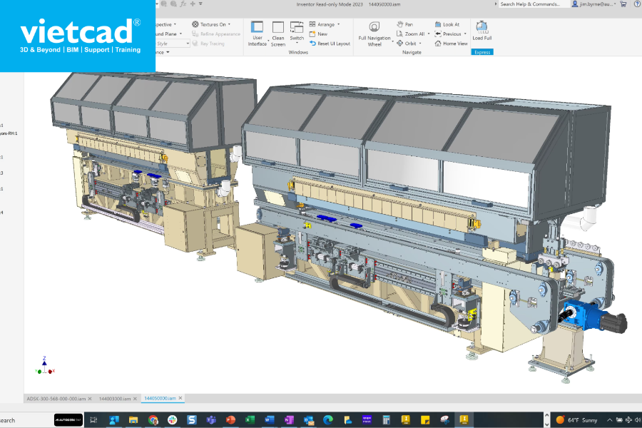 Giao diện thiết kế cụm m&aacute;y c&ocirc;ng nghiệp quy m&ocirc; lớn tr&ecirc;n phần mềm Autodesk Inventor Professional
