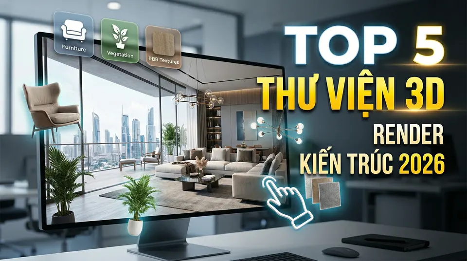 Top 5 Thư Viện Tài Nguyên 3D Tốt Nhất Cho Render Kiến Trúc Năm 2026